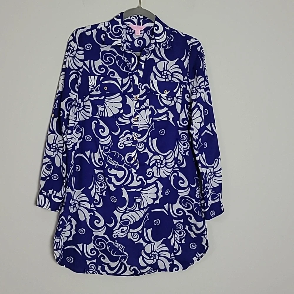 Lilly Pulitzer pullover shirt dress Sz XS Seahorse Beachy Vacation Resort - Picture 1 of 9